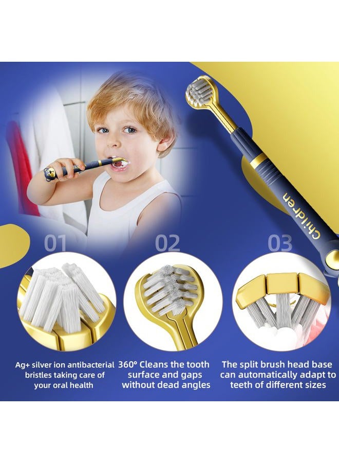 ZMRZ 3-Sided Toothbrush for Kids – Soft Bristles, Triple-Angle Toothhugger, Cartoon Bear Design Sensory Toothbrush for Toddlers, Kids Toothbrush for Aged 3-12, Gentle Gum and Tooth Care (3-Pack) - Image 2