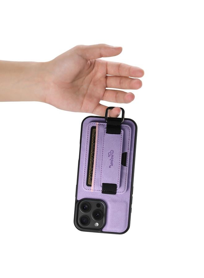 Suteni Case For iPhone 16 Pro H13 Litchi Leather Wrist Strap Wallet Back Phone Case - Image 2