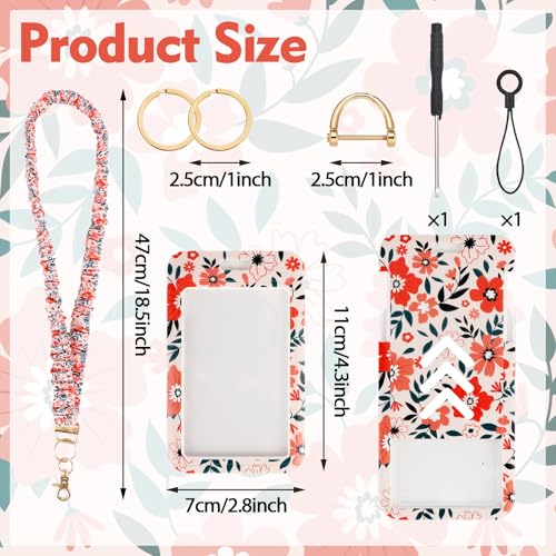 Nlicrst Scrunchie Lanyard Breakaway with ID Badge Holder - Floral Style Stretchy Lanyards with ID Badges and Key Rings Set, Ideal for Women, Birthday, Teachers Nurse Team Staff Gifts - Image 2