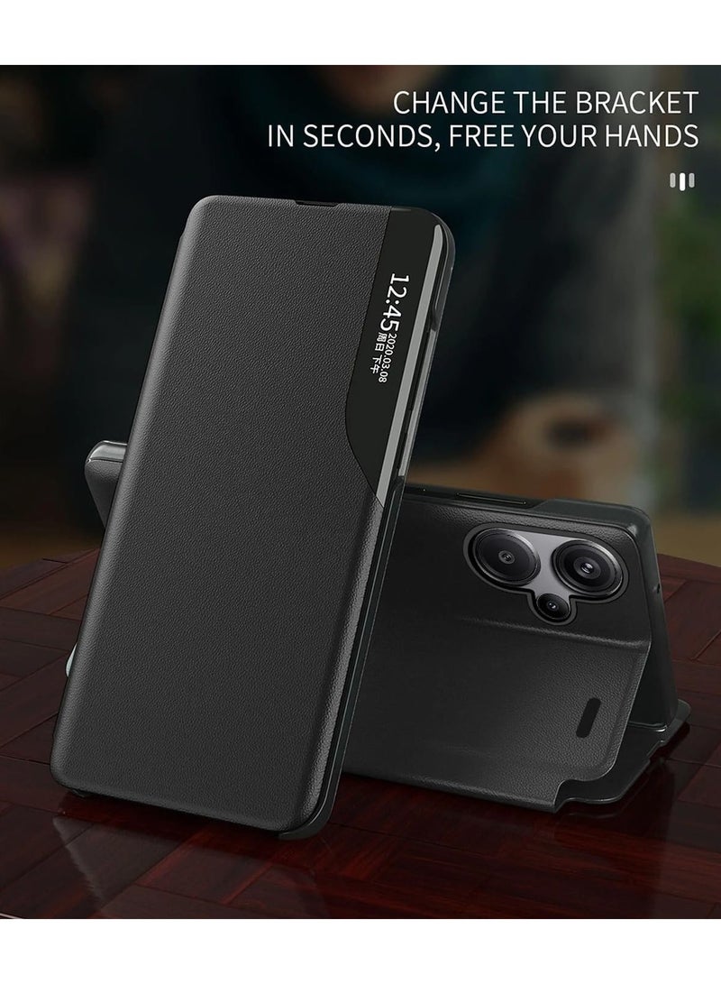 Case Compatible with Redmi Note 13 Pro Plus, Redmi Note 13 Pro+ Case Clear View Leather with Kickstand Magnetic Flip Phone Case Women Men Shockproof Protective Cover - Image 4