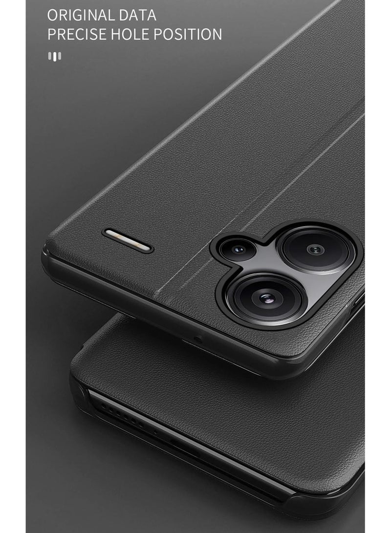 Case Compatible with Redmi Note 13 Pro Plus, Redmi Note 13 Pro+ Case Clear View Leather with Kickstand Magnetic Flip Phone Case Women Men Shockproof Protective Cover - Image 5