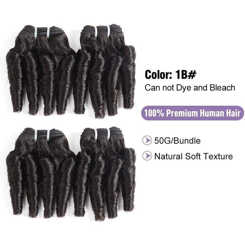 Molefi Brazilian Funmi Hair Curly Wave 4 Bundles Human Hair Black Hair Extensions Short Curly Weave burmese curly bundles human hair 8 inch Bundles 50g/pc #1B (8 8 8 8 Inch) - Image 2