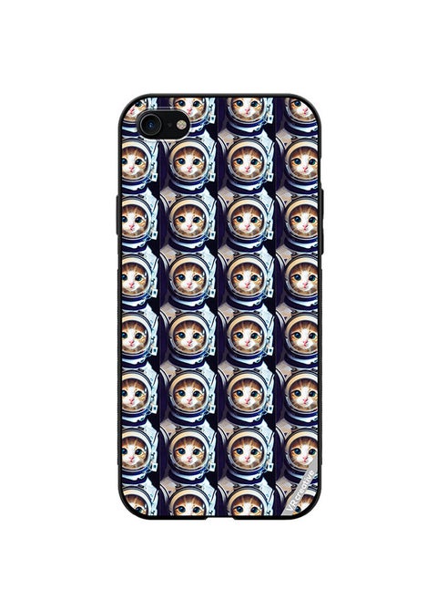 Protective Case Cover For Apple iPhone 7/8/SE 2020 Cat Face Inside Astronauts Helmet Pattern Design Multicolour