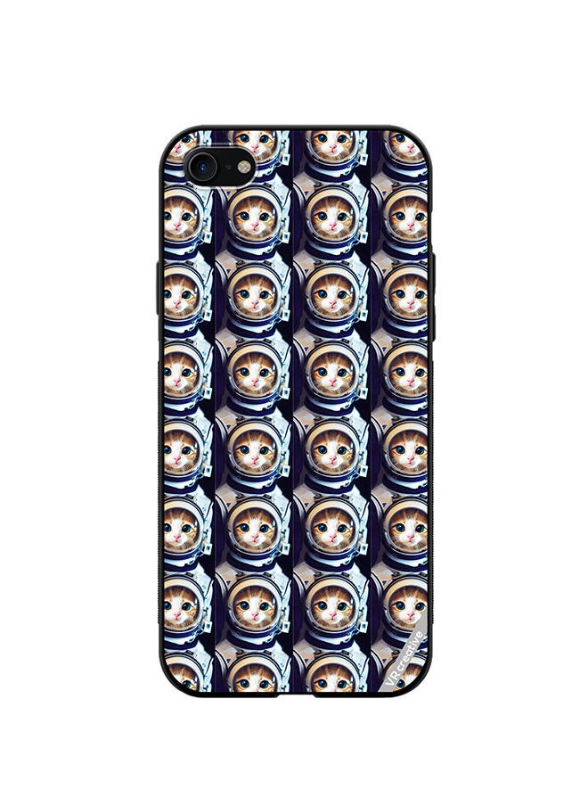 Protective Case Cover For Apple iPhone 7/8/SE 2020 Cat Face Inside Astronauts Helmet Pattern Design Multicolour