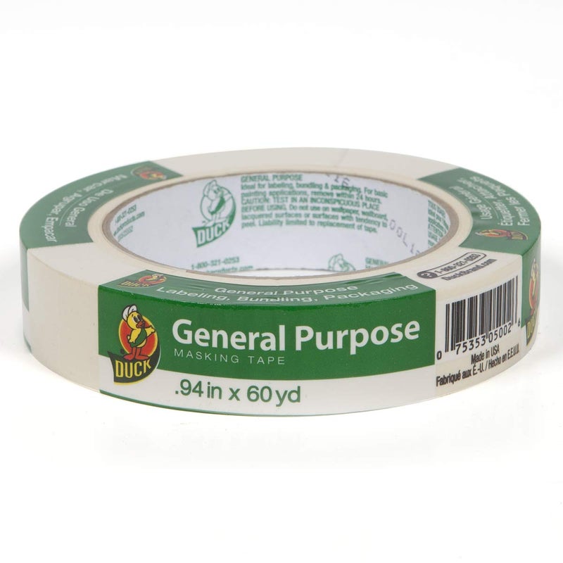 Duck Brand 394693 General Purpose Masking Tape, 0.94-Inch by 60-Yard, Single Roll, Beige - Image 5