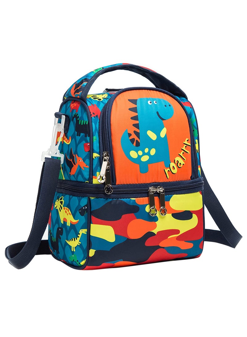 Eazy Kids حقيبة غداء ونزهة بحزام كتف قابل للفصل - ديناصور أزرق - Image 1