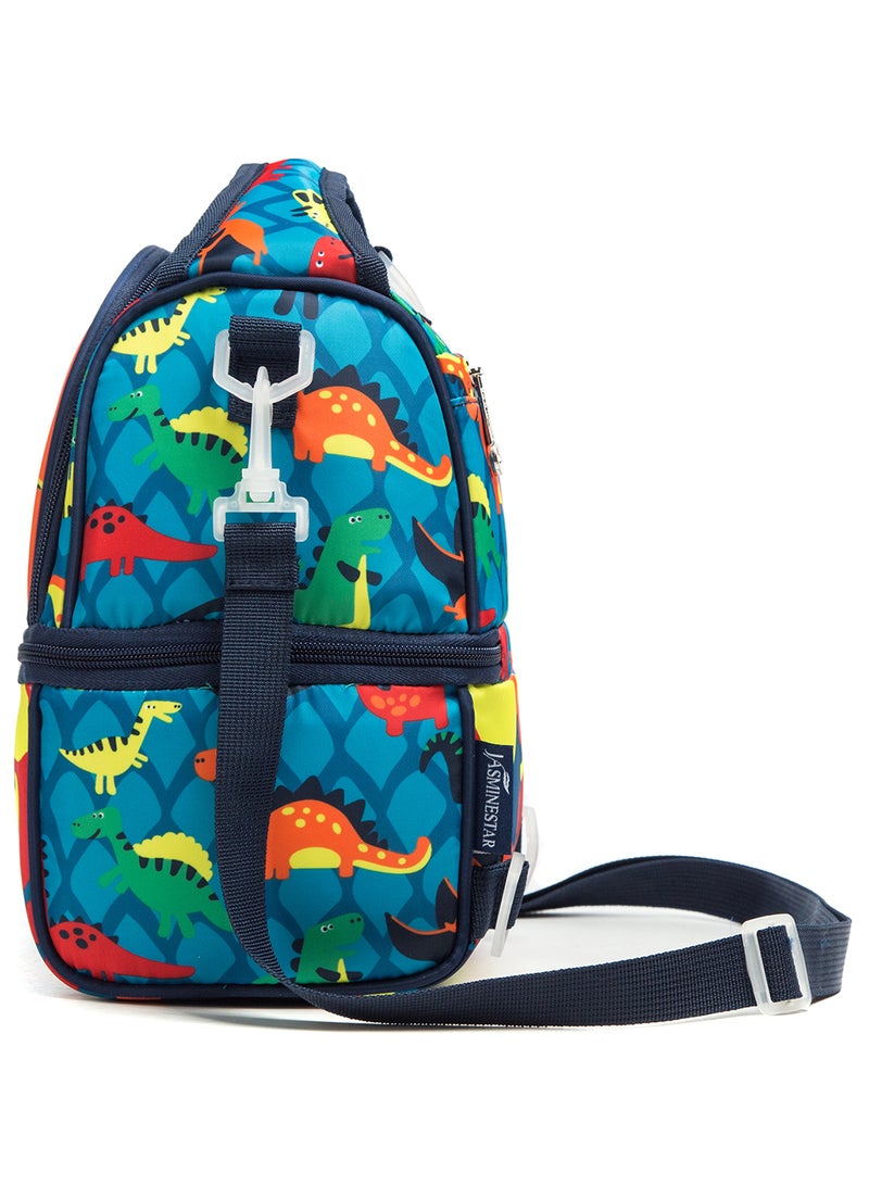 Eazy Kids حقيبة غداء ونزهة بحزام كتف قابل للفصل - ديناصور أزرق - Image 4