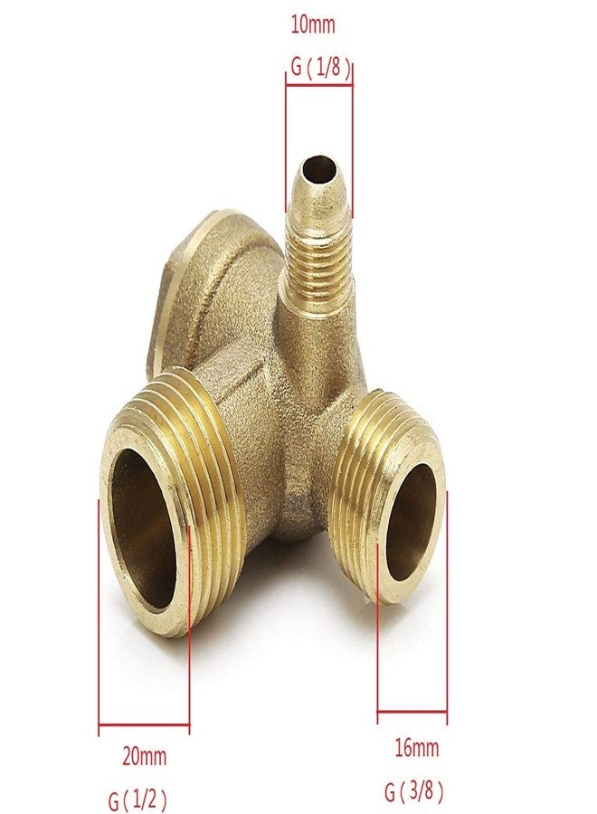 Dtacke 3-Port Brass Male Threaded Air Compressor Check Valve 90-Degree Right Air Compressor Valve Air Compressor Parts Air Check Valve (1/2"x 3/8" x 1/8") - Image 3