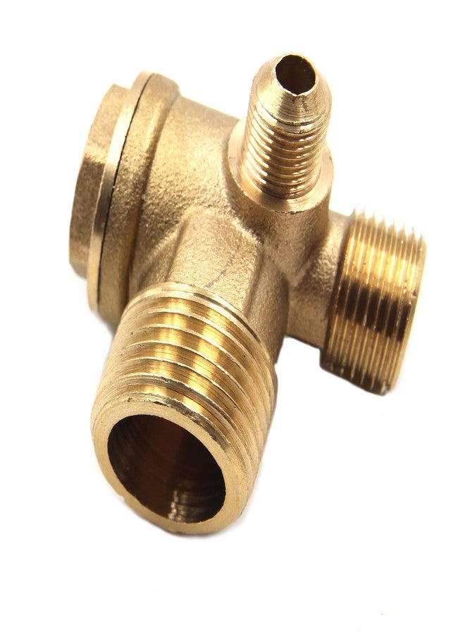 Dtacke 3-Port Brass Male Threaded Air Compressor Check Valve 90-Degree Right Air Compressor Valve Air Compressor Parts Air Check Valve (1/2"x 3/8" x 1/8") - Image 1