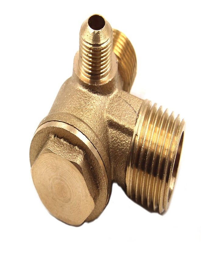Dtacke 3-Port Brass Male Threaded Air Compressor Check Valve 90-Degree Right Air Compressor Valve Air Compressor Parts Air Check Valve (1/2"x 3/8" x 1/8") - Image 2