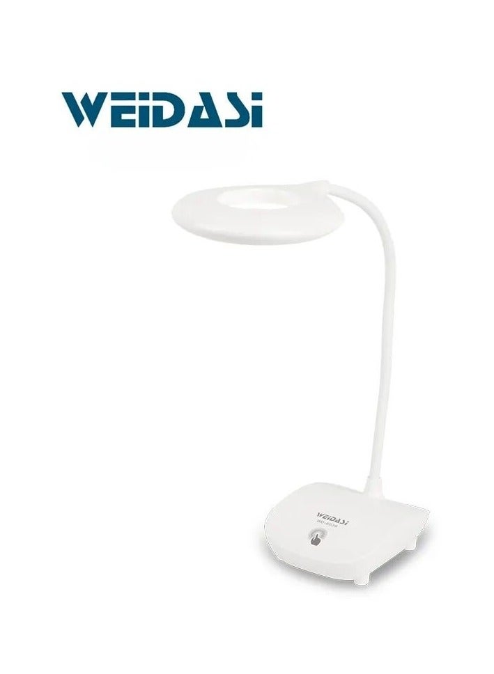 WEIDASI Rechargeable Desk Lamp, Touch Control, Clamp & Stand Design, Adjustable Brightness, Eye-Caring Light, USB Charging, Flexible Arm, Anti-Slip Base - Image 1