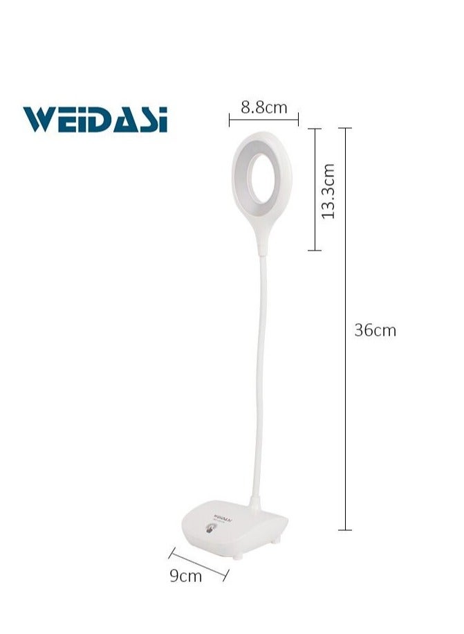 WEIDASI Rechargeable Desk Lamp, Touch Control, Clamp & Stand Design, Adjustable Brightness, Eye-Caring Light, USB Charging, Flexible Arm, Anti-Slip Base - Image 2