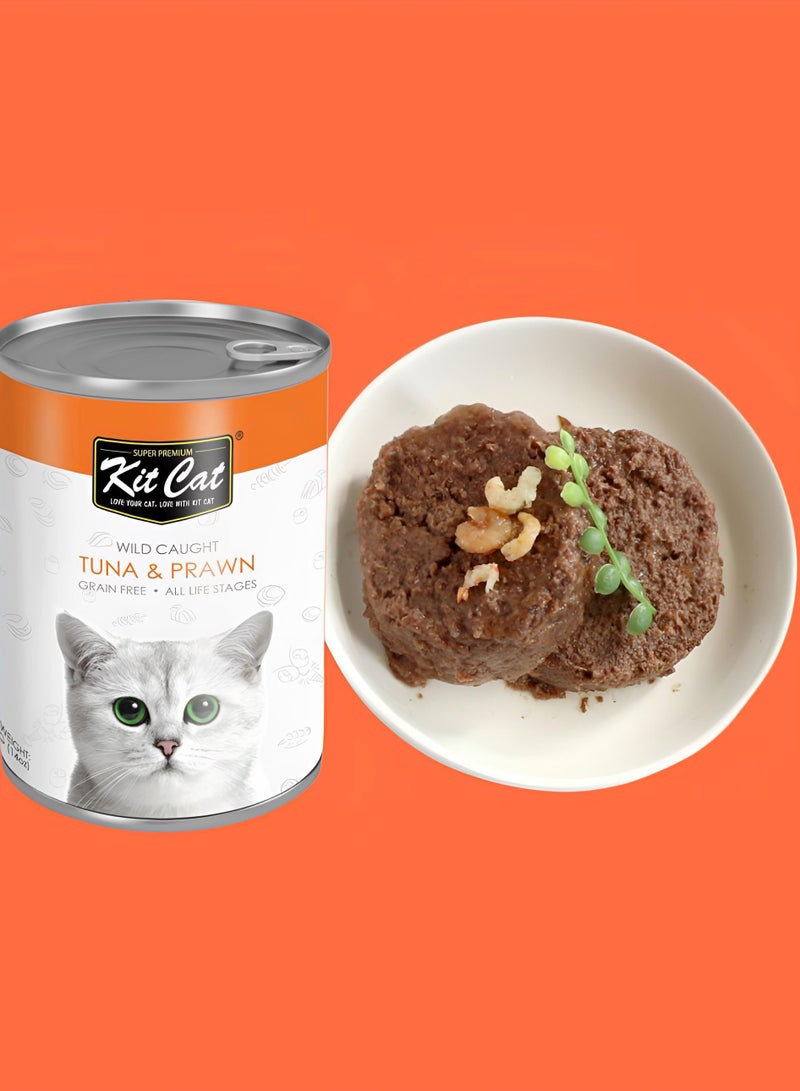 Kit Cat (24 packs) wet cat food with tuna and  prawn flavor for small and large cats / 400 grams - Image 4