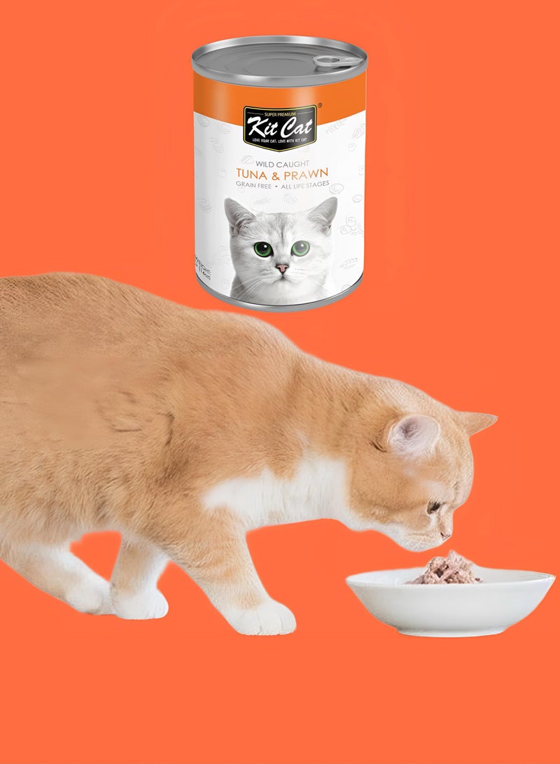 Kit Cat (24 packs) wet cat food with tuna and  prawn flavor for small and large cats / 400 grams - Image 5