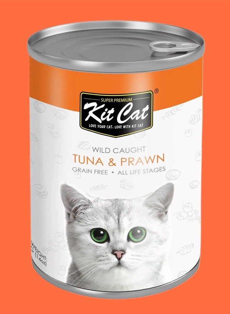Kit Cat (24 packs) wet cat food with tuna and  prawn flavor for small and large cats / 400 grams - Image 3