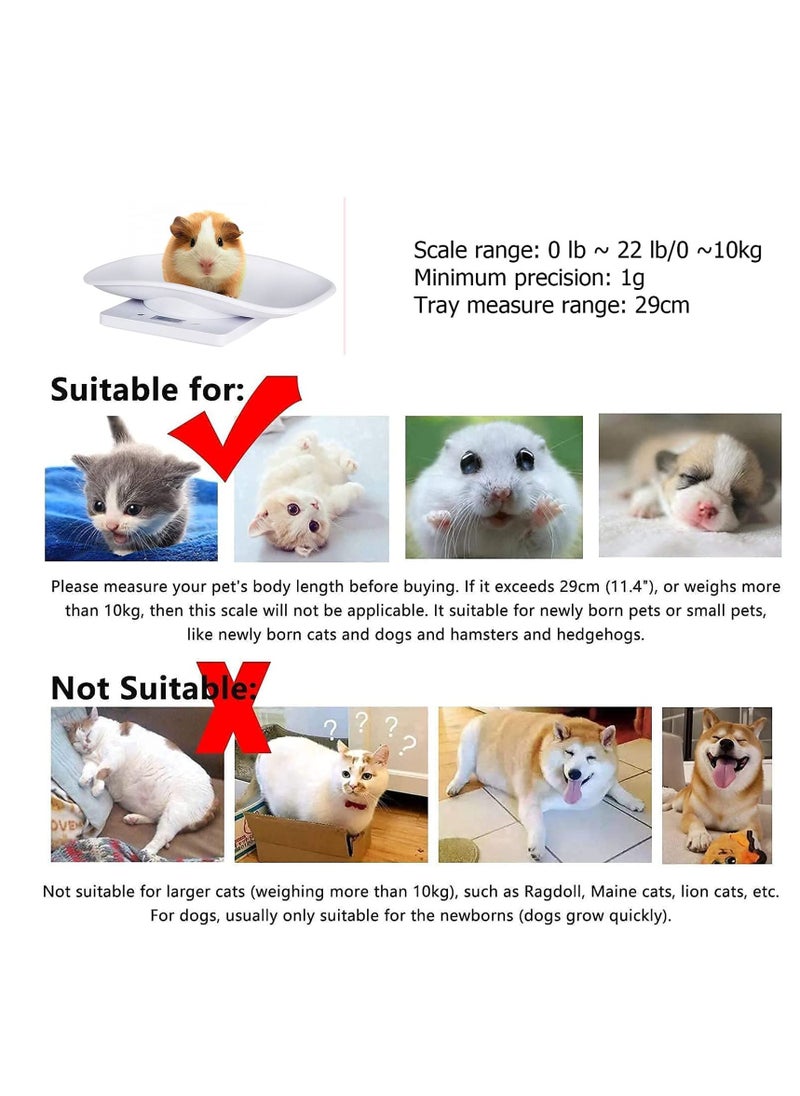 Excefore Small Pet Scale, New Born Animal Baby Scale, Small Cat Scale, LCD Multifunctional Kitchen Scale(Max: 10KG), Digital Scale for Kitten/Puppy/Hamster/Hedgehog Weight(White)  - Image 5