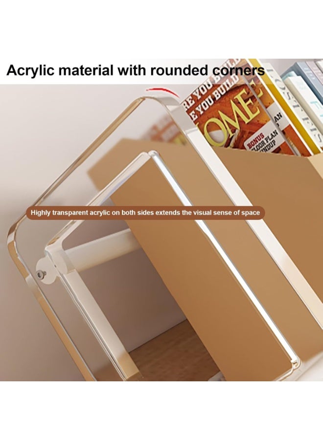 XiuWoo Acrylic Desktop Storage Shelf, 50CM Length Large Bookshelf, Wooden Countertop Bookcase, Home Office Display Stand Rack, BambooTabletop Storage Rack, Document Storage - Image 4