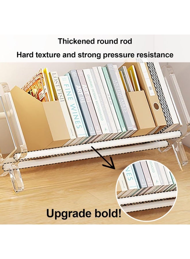 XiuWoo Acrylic Desktop Storage Shelf, 50CM Length Large Bookshelf, Wooden Countertop Bookcase, Home Office Display Stand Rack, BambooTabletop Storage Rack, Document Storage - Image 5