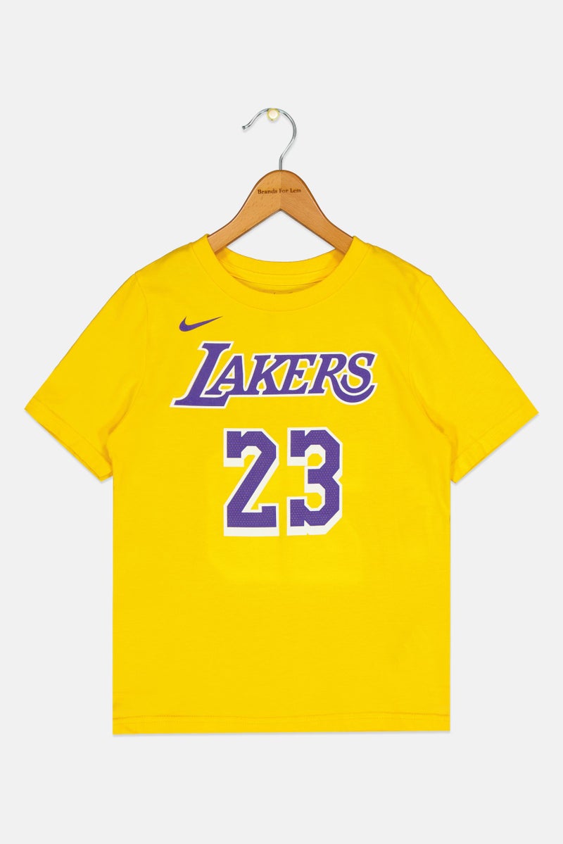 Nike تي شيرت كرة سلة بأكمام قصيرة للأطفال من نايك X NBA، لوس أنجلوس ليكرز، أصفر - Image 1