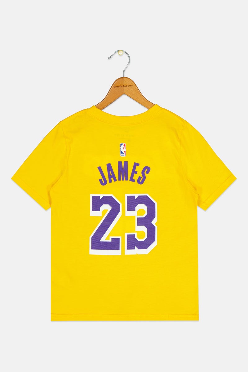 Nike تي شيرت كرة سلة بأكمام قصيرة للأطفال من نايك X NBA، لوس أنجلوس ليكرز، أصفر - Image 2