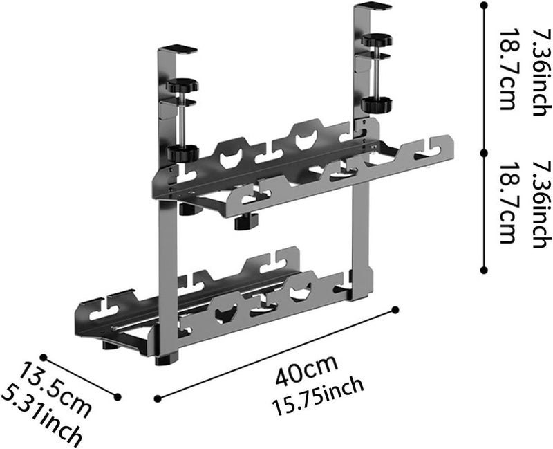 Gadget Wagon Under Desk Organiser Storage Tray 2 Shelves No drilling required Expandable tray - Image 2