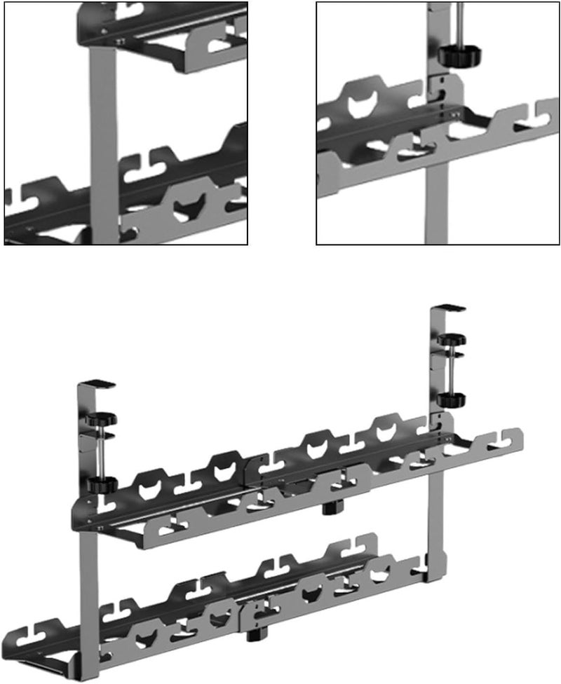 Gadget Wagon Under Desk Organiser Storage Tray 2 Shelves No drilling required Expandable tray - Image 3