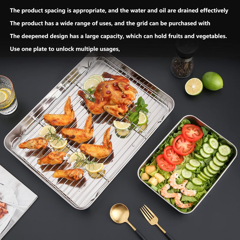 Nonstick Stainless Steel Roasting Pan With Rack Bakeware Tray Size 23 5x17 5x5CM - Image 5