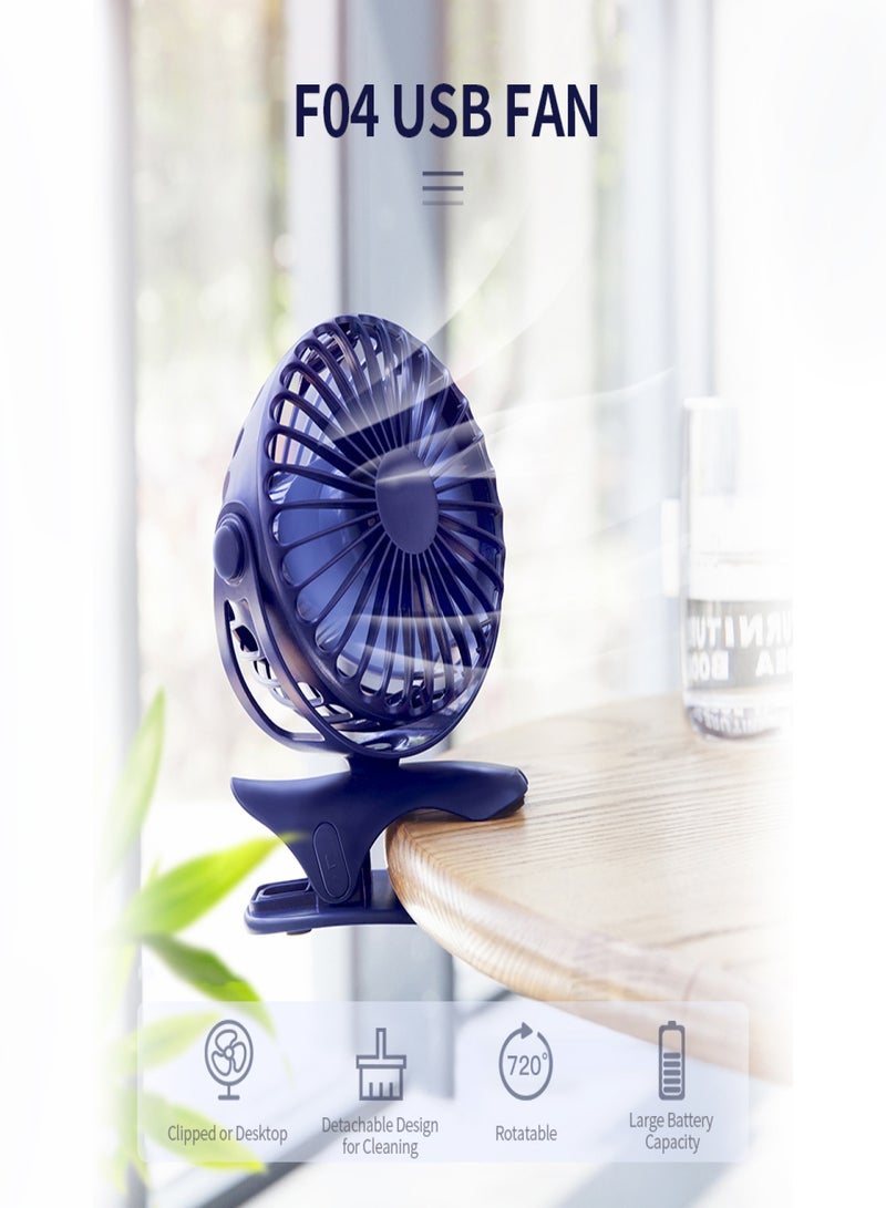 Yoobao Y-F04 USB Fan Rechargeable Handheld Mini Fan Clip Desktop 4-level Small Fans Electrical Fan Blue 6400mAh - Image 5