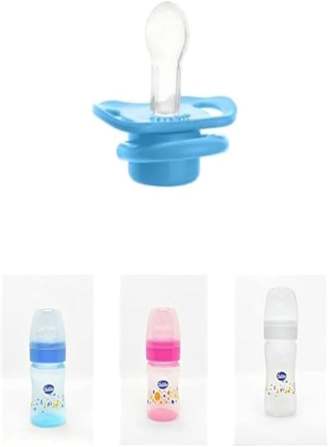Bubbles classic feeding bottle blue 120ml+ Bubbles pacifier 9-12M Blue