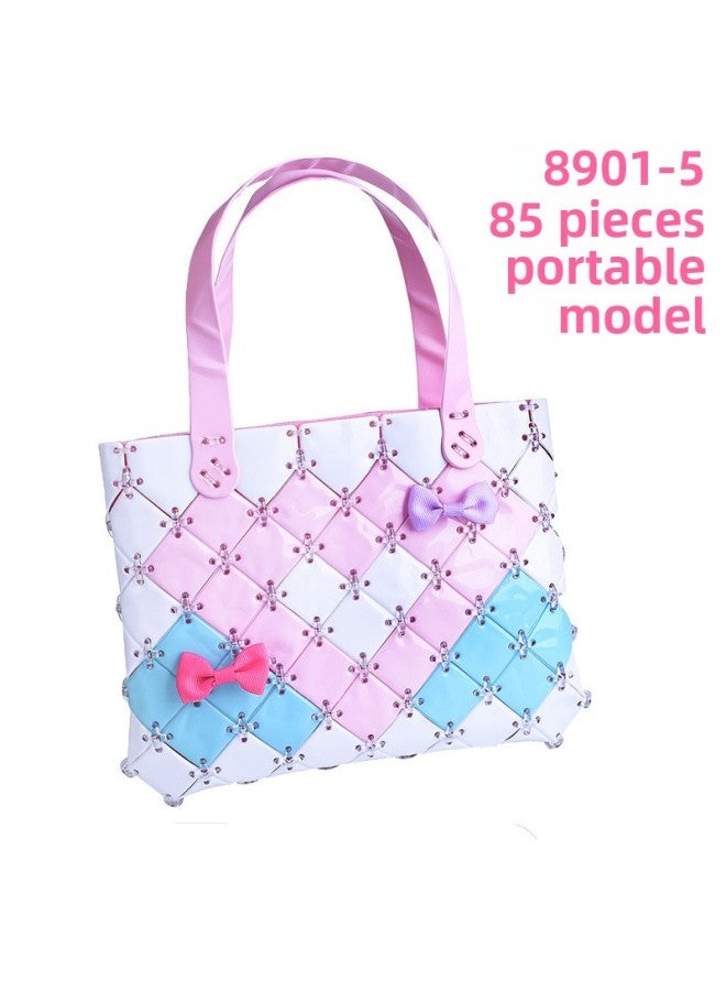Children's Detachable Woven Shoulder Bag Handmade Material Bag Diy Handmade Bag Girl Gift Toy-Color:8901-5(86 Pieces)  - Image 1