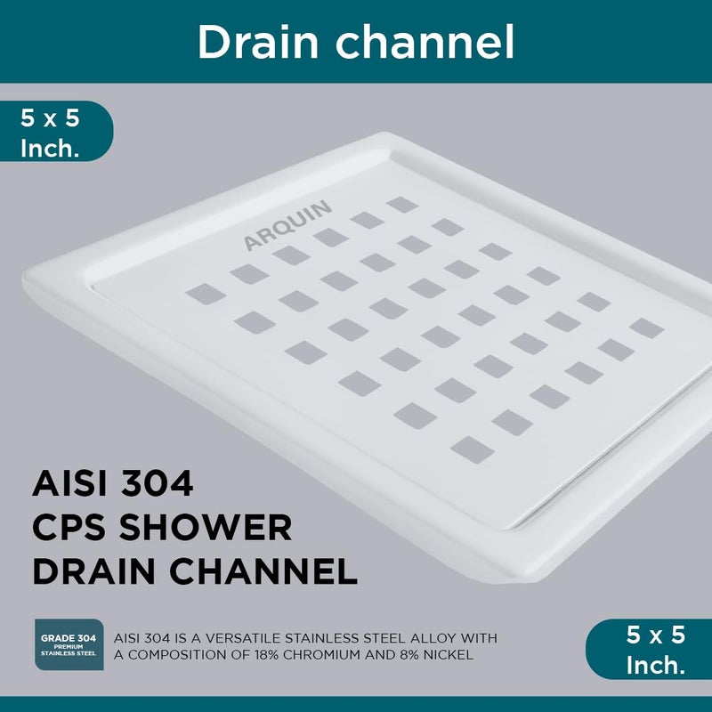 Arquin Bathroom Floor Drainer 5x5 Shower Water Drain Channel 1MM 304 Stainless Steel with Cockroach Trap for Bathroom Kitchen Waste Water Drain Jali (Square Steel 102) - Image 4