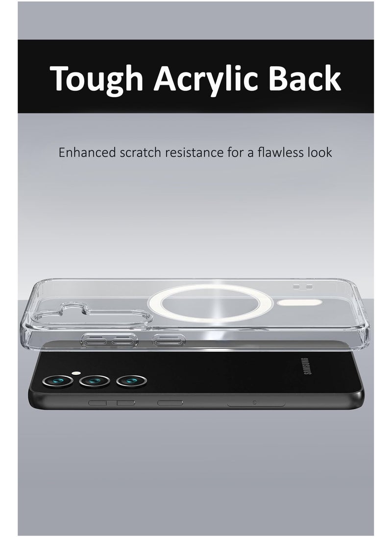 Generic For Samsung Galaxy S25 Plus Crystal Clear Flexible Protective Silicone -MagSafe/Wireless Charging Back  Case  - Transparent  - Image 4