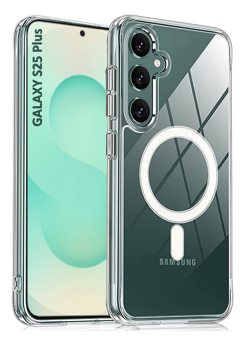 Generic For Samsung Galaxy S25 Plus Crystal Clear Flexible Protective Silicone -MagSafe/Wireless Charging Back  Case  - Transparent  - Image 1
