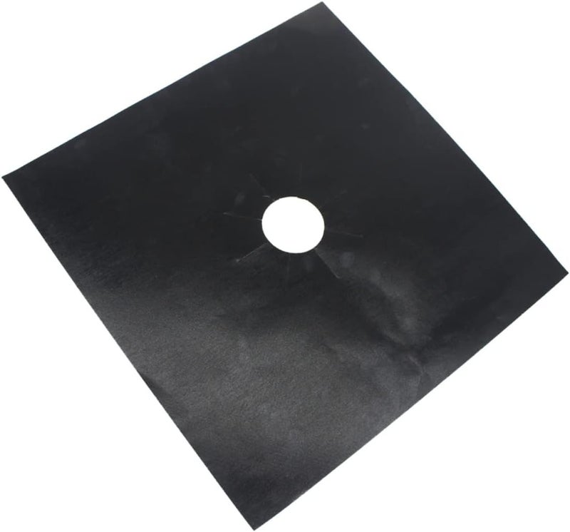 Universal 4 Piece Non Stick Gas Hob Protector Sheets Black Easy Clean Oven Liner - Image 1