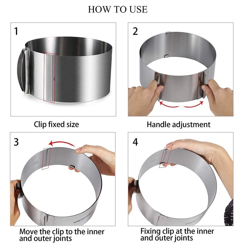IKTU Stainless Steel 6 To12 Inch Adjustable Cake Mousse Mould Ring Silver 1 Piece 1 kilogram - Image 2