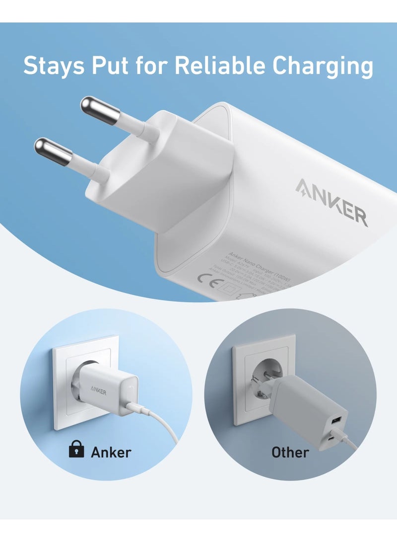 أنكر Nano 100W MacBook Charger, USB-C Charger For MacBook, iPad, iPhone Series, Galaxy, And All USB C Devices, 6 ft C Cable Included - black - Image 2