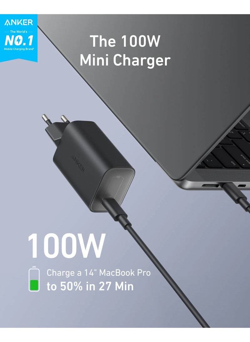 أنكر Nano 100W MacBook Charger, USB-C Charger For MacBook, iPad, iPhone Series, Galaxy, And All USB C Devices, 6 ft C Cable Included - black - Image 3