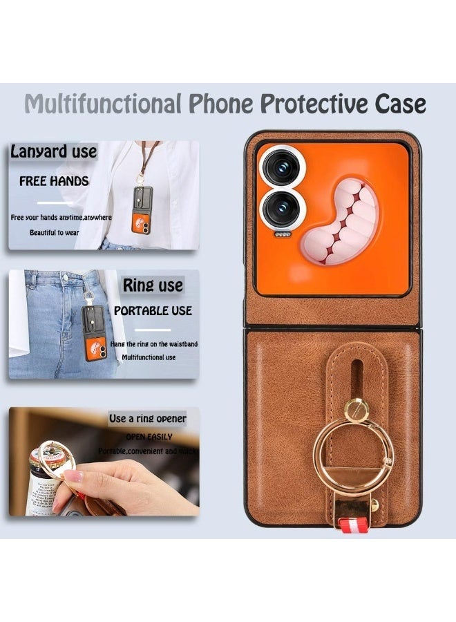 Flip Phone Protective Case with Cartoon Design and Ring Holder - Image 5