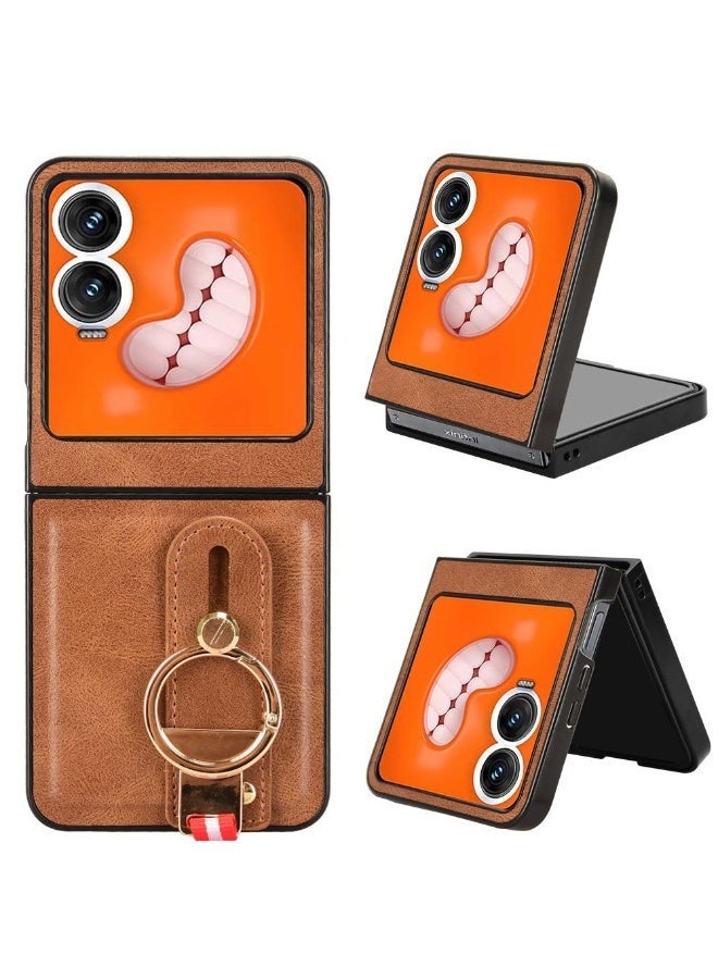 Flip Phone Protective Case with Cartoon Design and Ring Holder - Image 1