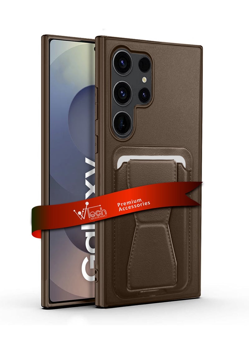 Wtech Samsung Galaxy S25 Ultra 2025 Silicone TPU with Card Holder Case Cover - Dark Brown - Image 1
