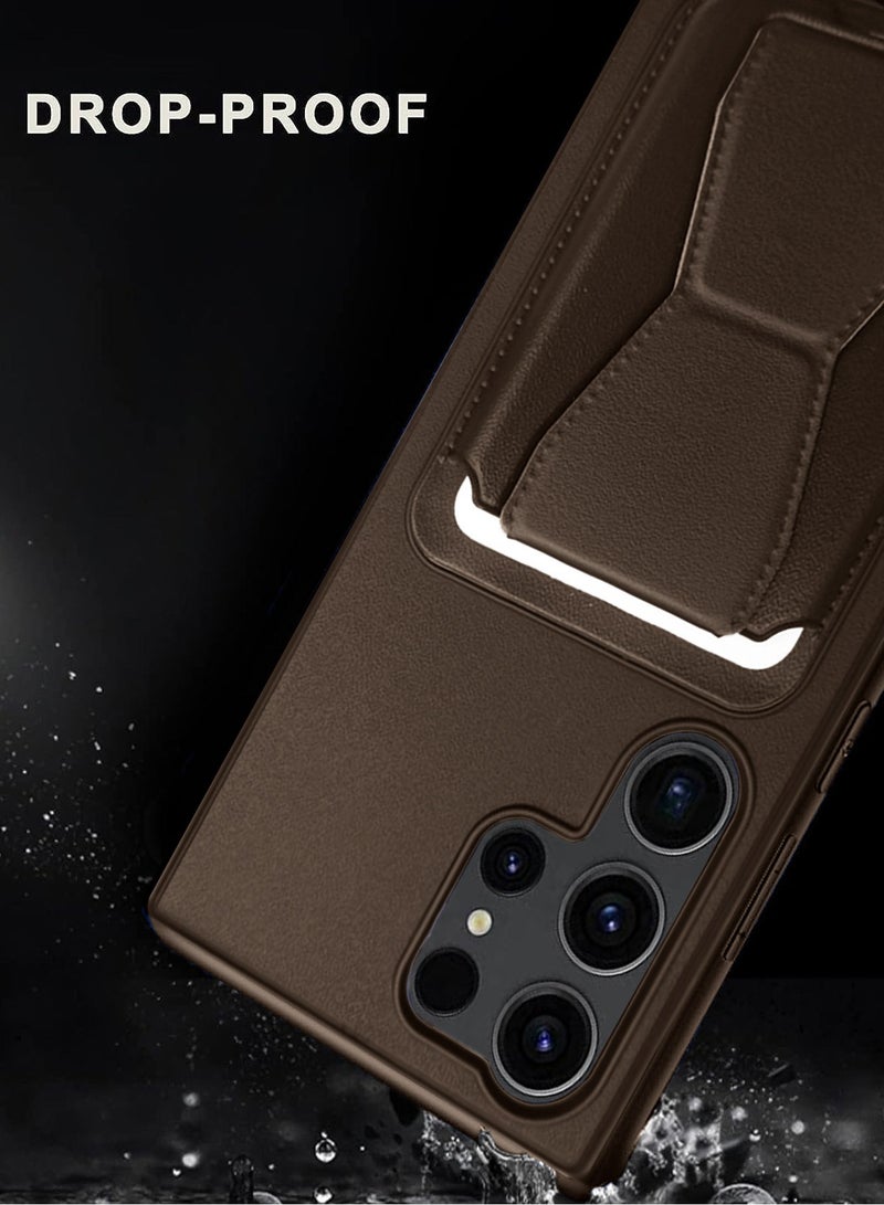 Wtech Samsung Galaxy S25 Ultra 2025 Silicone TPU with Card Holder Case Cover - Dark Brown - Image 5