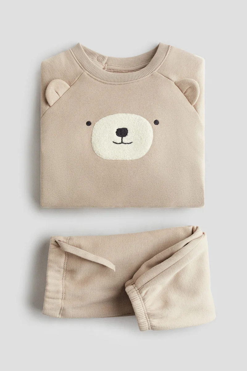 H&M 2-piece teddy-detail sweatshirt set