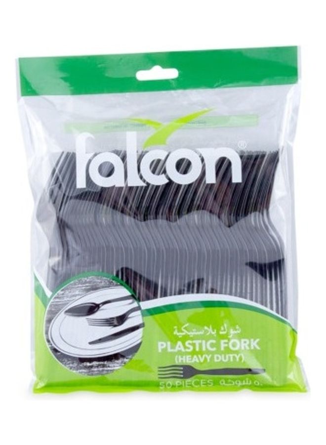 Falcon Plastic Fork (1 Pack x 50 Pieces) Black - Image 1