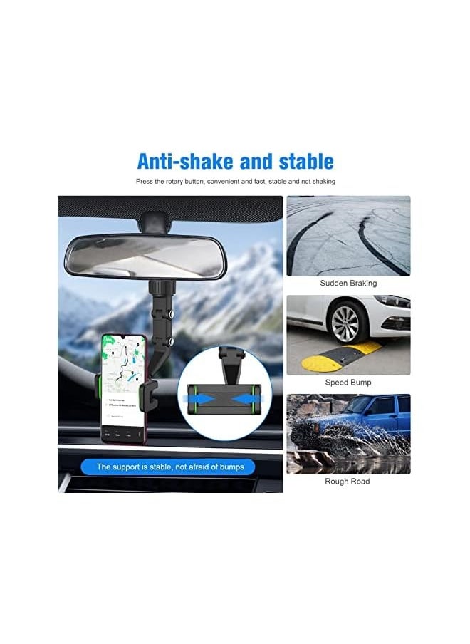 erorex Toyswill Rearview Mirror Phone Holder For Car, Multifunctional Holder, 360° Universal Rotating Rear View Cell Automobile Cradles IPone Huawei Blackberry. (A)  - Image 5