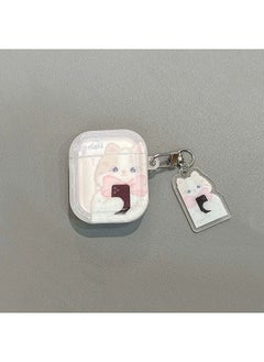 For Apple Wireless Bluetooth 1/2/3/4 Generation Protective Cover Pro Cat Dog Earphone Case-Colour:Cat Earphone Case + Pendant-Applicable Model:Airpods Pro