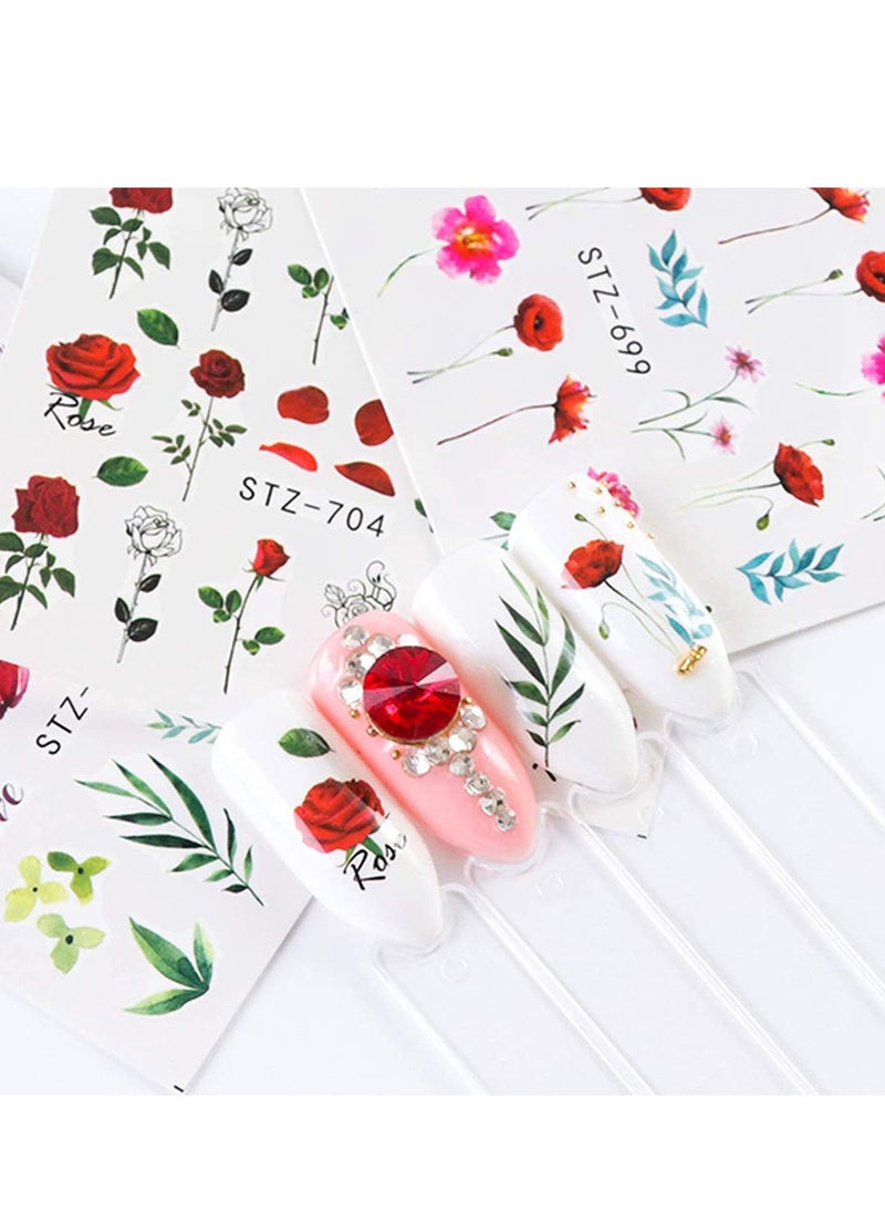 SOLARAE Nail Stickers for Art Flowers Butterfly Water Transfer Decals Decorations for Supply Watermark DIY Colorful Foils for Nails Design Manicure Tips - Image 2