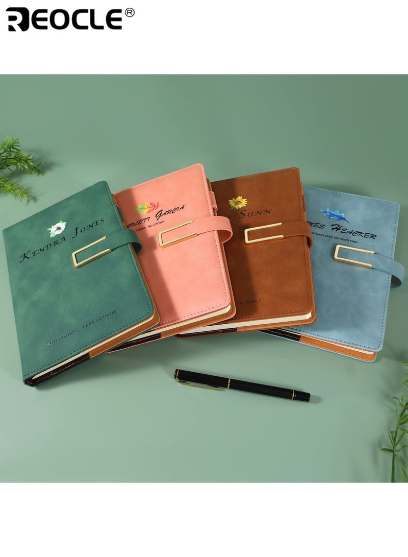 ريوكل مجموعة من 2 دفتر ملاحظات مقاس A5 وقلم تحتوي على 2 دفتر يوميات و 2 قلم - طقم كتابة بغلاف ملمس وصفحات بيضاء وإبزيم ذو طراز قديم للمكتب والاستخدام الشخصي - Image 3