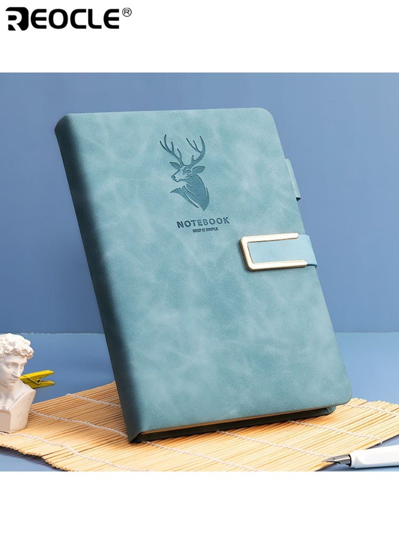 ريوكل مجموعة من 2 دفتر ملاحظات مقاس A5 وقلم تحتوي على 2 دفتر يوميات و 2 قلم - طقم كتابة بغلاف ملمس وصفحات بيضاء وإبزيم ذو طراز قديم للمكتب والاستخدام الشخصي - Image 2