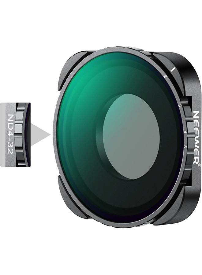 فلتر NEEWER متغير ND4-ND32 متوافق مع GoPro 9 10 11 12 13، فلتر ND متغير 2-5 توقفات مع زجاج بصري عالي الدقة متعدد الطبقات وإطار نحيف، بدون نمط X - Image 1