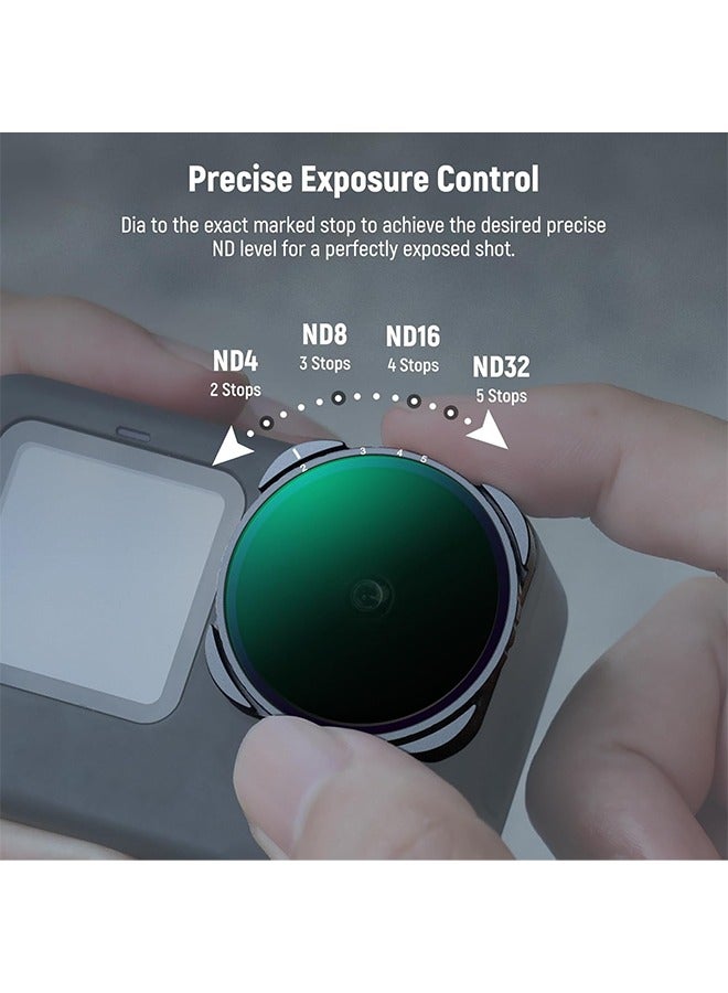 فلتر NEEWER متغير ND4-ND32 متوافق مع GoPro 9 10 11 12 13، فلتر ND متغير 2-5 توقفات مع زجاج بصري عالي الدقة متعدد الطبقات وإطار نحيف، بدون نمط X - Image 5